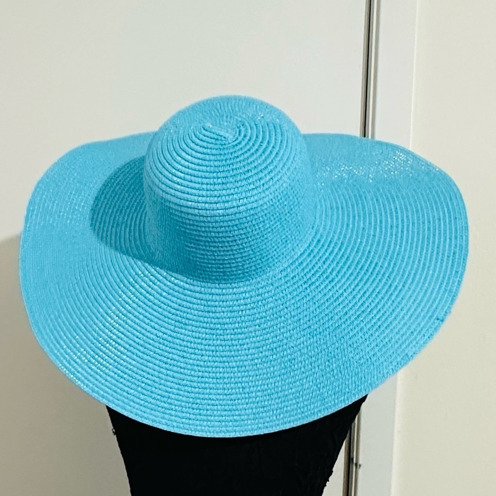 Natasha oversized wide brim off blue straw hat